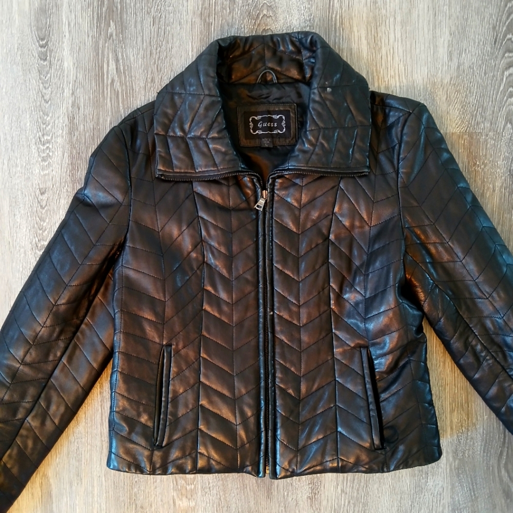 Guess Women's Leather Jacket Size Large